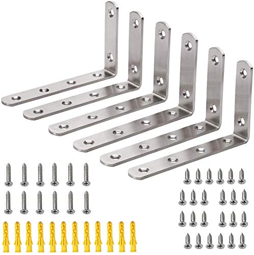 6Pcs Staffe Per Mensole Staffe A L 4Mm Di Spessore Staffe Per Mensole Pesanti Staffa Mensola Da Parete Squadrette Angolari 125 X 75 X 19 Mm In Acciaio