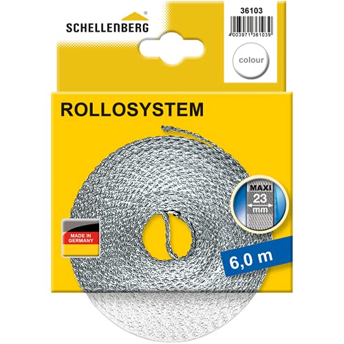 Schellenberg 36103 Cintino Per Tapparelle Avvolgibili 23 Mm X 6 M - Sistema Maxi, Cinghia Tapparella Bianco