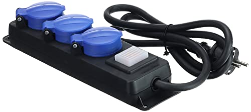 As - Schwabe 38603 - Ciabatta A 3 Prese Con Interruttore, Prese Con Contatto Di Protezione Con Coperchio Ribaltabile, Cavo Da 1,5 M, Presa Multipla Pe