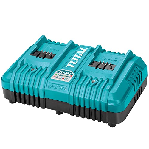 Total Tools - Caricabatterie Rapido Doppio Da 20 V, Caricabatterie A Due Porte Per Strumento Portatile, Velocità Di Ricarica: Batterie 2 Ah In 1/2 H,