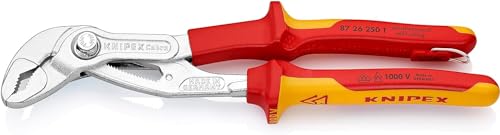 Knipex Cobra Vde Pinza Regolabile Di Nuova Generazione Per Tubi E Dadi, Cromata, Isolante, Collaudati Vde; Incorporato Per Agganciare Una Protezione A