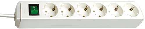 Brennenstuhl A1945502201159520400 1159520400-Base Múltiple Eco-Line Blanca Con Interruptor (6 Tomas Y 3 M), Multicolor