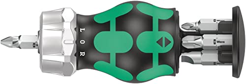 Wera 05008885001 Kraftform Kompakt Stubby Magazin Ra 3, Giravite A Cricchetto Stubby Con Caricatore Di Bit, 6 Pezzi