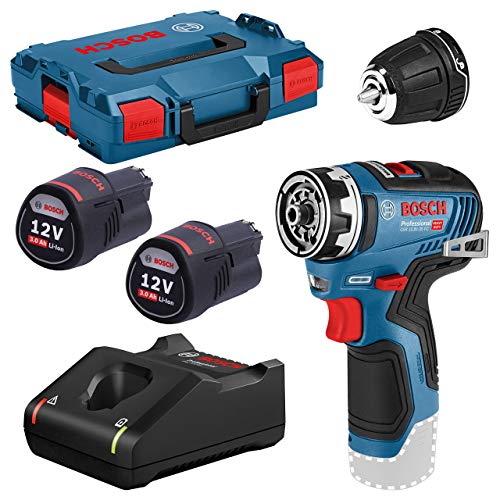 Bosch Professional Trapano Avvitatore A Batteria Gsr 12V-35 Fc 12 V, Con 2 Batterie Da 3,0 Ah E Set Di Accessori, In L-Boxx