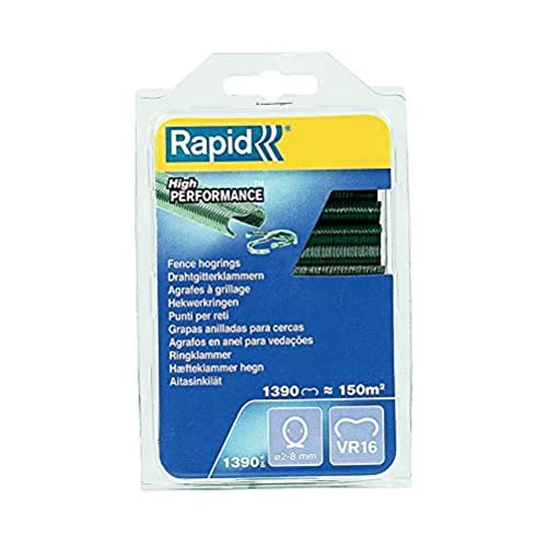 Rapid Vr16 Confezione Da 1390 Anelli Di Fissaggio In Acciaio Zincato Con Rivestimento In Pet Verde Per Recinzioni E Reti Metalliche Da 2 - 8 Mm