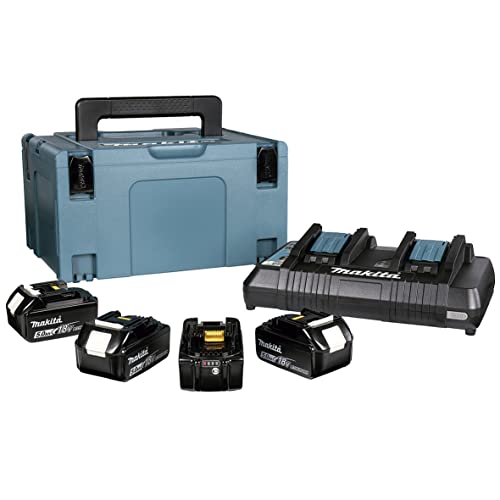 Pack Makita Énergie 18 V Li-Ion (4 Batteries 5 Ah + 1 Chargeur Double) Avec Coffret Makpac-197626-8