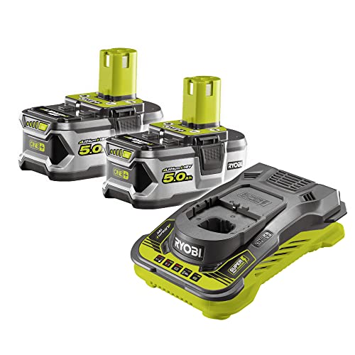 Ryobi - Set Con Caricatore Da 18 V E 2 Batterie Da 5 Ah, 5133004422, Tempo Di Ricarica: 60 Min, Con Indicatore Di Carica, Dal Tempo Di Utilizzo 3 Volt