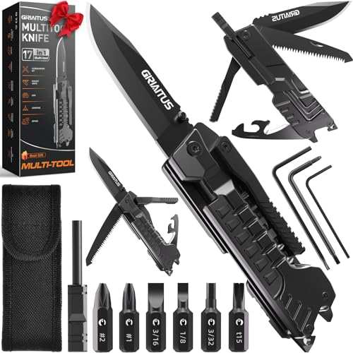 Regalo Uomo, Coltello Multiuso 17 In 1 Attrezzatura Campeggio Apribottiglie, Cacciaviti Per Sega Apribottiglie, Fischietto, Herramienta Multiusos Perf
