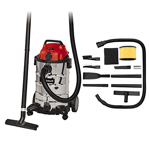 Einhell Kit Aspirasolidi E Liquidi Tc-Vc 1930 Sa (1500 W, Potenza Aspirante 190 Mbar, Serbatoio In Acciaio Inossidabile Da 30 L, Bocchetta Di Scarico