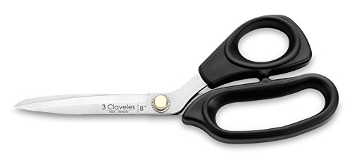 3 Claveles Varios Usos Tijeras Costura Y Multiusos De Acero Inoxidable Y Mango Tpr-20 Cm / 8", Negro
