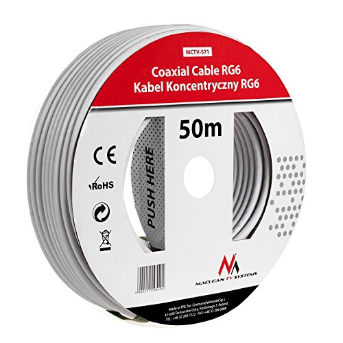 Maclean Cavo Coassiale Satellitare 1.0Ccs Rg6 50M E 100M (50M)