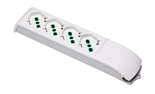 Fanton 410130 Multipresa Senza Cavo 4 Uscite 2P+T 16A Bipasso Standard, Bianca