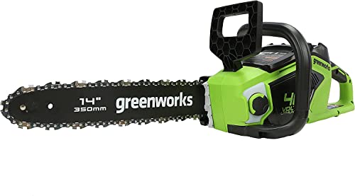 Greenworks Gd40Cs15 Motosega A Batteria Con Motore Brushless, Lunghezza Barra 14-Pollice (35 Cm), Velocità Catena 12M/S, 3,5Kg, Auto-Lubrificante,Senz