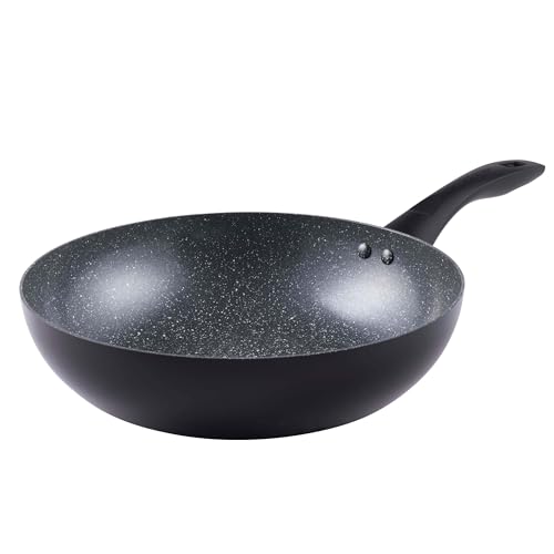 Progress Bw12915Eu7 Marble Ceramic Pentola Da 28 Cm - Wok Antiaderente Con Rivestimento In Ceramica Di Marmo, Adatta All'Induzione, Pentole Leggere, C