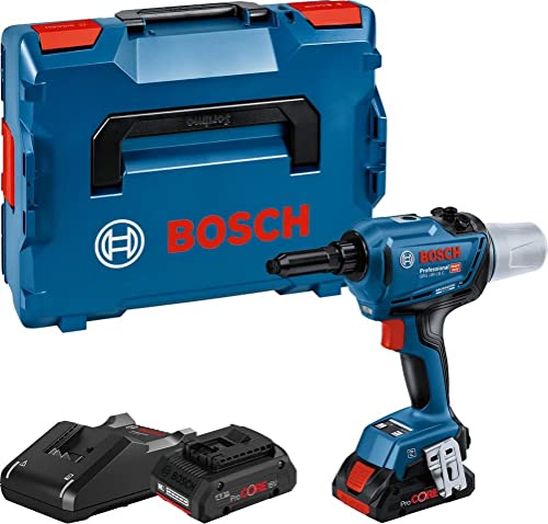 Bosch Professional 18V System Rivettatrice A Batteria Grg 18V-16 C (Forza Di Trazione Max. 16.000 N, Corsa 25 Mm, 2 Batterie Procore18V 4.0Ah, Caricab
