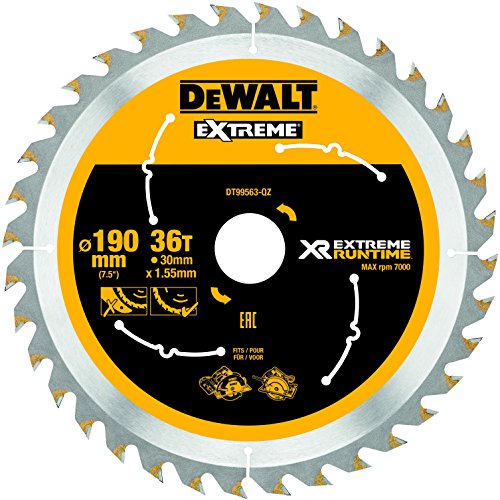 Dewalt, Dt99563, Qz, Hojas Para Sierra Circular Portátil Xr Extreme Runtime 190Mm X 30Mm 36D