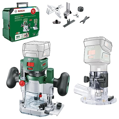 Bosch Home And Garden Rifilatore/Fresatrice A Immersione Batteria 2In1, Set Combinato Di Rifilatore Advancedtrimrouter 18V-8, Incluse 2 Basi Fresatura
