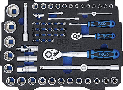Bgs Bandeja De Espuma Para Boxsys1 & 2: Juego De Llaves De Vaso | 6,3 Mm (1/4") / 12,5 Mm (1/2") Systainer® | 65 Piezas