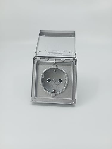 Gira 445465 - Presa In Alluminio Con Coperchio Ribaltabile, Ip44