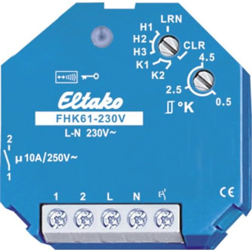 Eltako Funk Aktor Riscaldamento Relè Di Frigorifero 230 V, Potenziale Libero 10 A/250 V Ac, 1 Pezzi, Fhk61 – 230 V