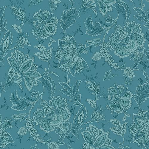 Rasch Sophia 711431 - Carta Da Parati In Tessuto Non Tessuto, Motivo Floreale, 10,05 M X 0,53 M, Colore: Petrolio