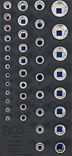 Bgs 4149 | Inserto Per Carrello Da Officina 1/3: Inserti Per Chiavi A Bussola Duodici | 6,3 Mm (1/4"), 10 Mm (3/8"), 12,5 Mm (1/2") | 40 Pezzi.