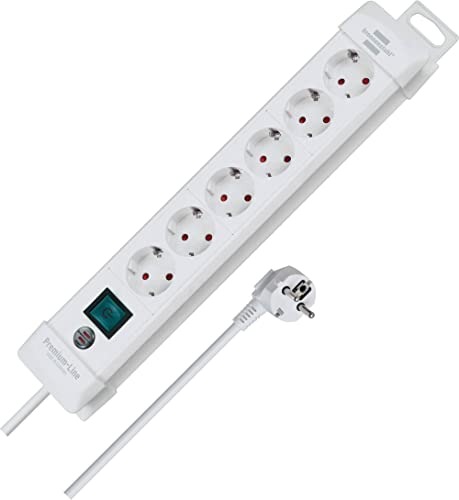 Brennenstuhl A1945154001952260100 1952260100-Base Múltiple Premium-Line Blanca Con Varias Posibilidad De Instalación Y Fijación (6 Tomas), Multicolor