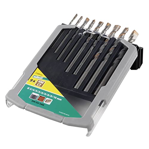 Wolfcraft Set Di Punte Speciali Per Calcestruzzo Tct Da 9 Pezzi I 7109000 I Per Fori In Calcestruzzo, Pietra Artificiale E Pietra Naturale