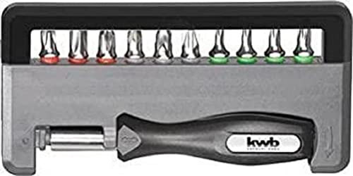 Kwb 151010 Set Bit-Box Da 12 Pezzi Incluso Portabit E Cacciavite Universale Con Attacco 1/4", Grigio