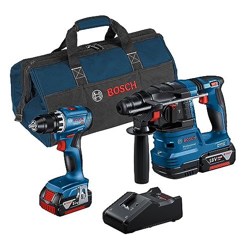 Bosch Professional Combo Kit Gsr 18V-45 + Gbh 18V-22 (Incl. 2 Batterie Da 4.0 Ah, Caricabatteria Gal 18V-40, In Borsa Degli Attrezzi)