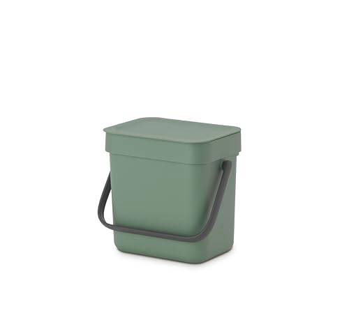 Brabantia Sort & Go Composteur Cuisine Fir Green (3L) Poubelle De Table Avec Couvercle Et Poignée