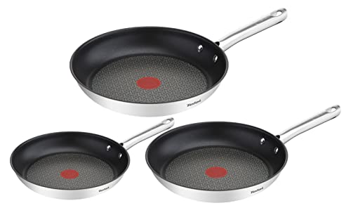 Tefal A704S3 Duetto Set Di 3 Padelle | 20,24 E 28 Cm | Indicatore Di Temperatura Integrato | Adatto Per Tutti I Piani Cottura, Anche Per Piani Cottura