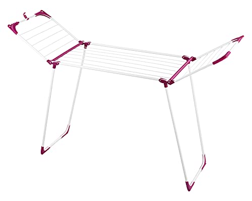 Wenko 3774021100 Summer Dry - Stendibiancheria, Lunghezza Asciugatura 13 M, Metallo, Bianco/Rosa, 153 X 76 X 46 Cm