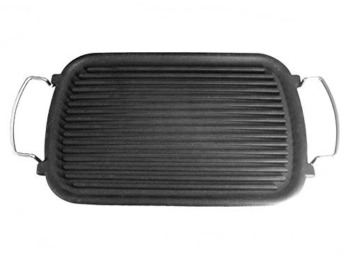 Ilsa Bistecchiera Atollo, Ghisa Smaltata, Rettangolare, Cm 24X37, Antracite, 24 Cm
