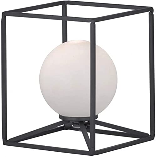 Reality Leuchten Gabbia - Lampada Da Tavolo, In Metallo, Colore: Nero Opaco/Bianco