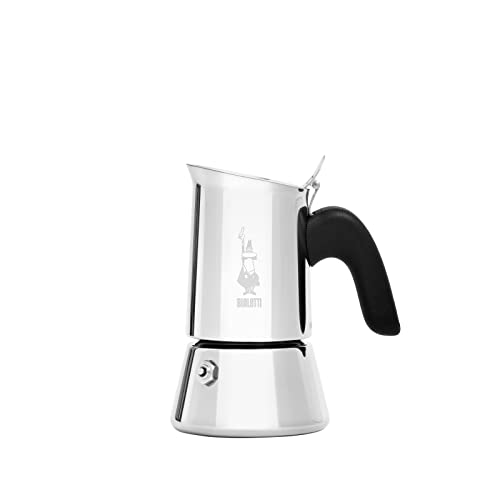 Bialetti Nuova Venus, Caffettiera Per Caffè Espresso, Non Adatta All'Induzione, Acciaio Inossidabile, 2 Tazze (85 Ml)