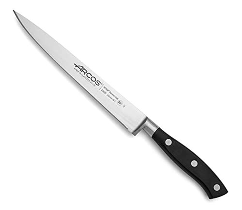 Arcos Serie Riviera, Coltello Di Filetto Coltello Bistecca, Acciaio Inossidabile Forgiato Nitrum 200 Mm, Manico Polioxymetilene (Pom), Colore Nero