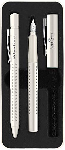 Faber-Castell 201527 - Set Di Scrittura Grip 2010, Penna A Sfera E Penna Stilografica, Latte Di Cocco