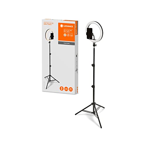 Ledvance Luce Ad Anello A Led Con Supporto 2100Mm Con Connessione Usb, 120 Led Dimmerabili, 3000-5800K, 10W, 190Mm, Luce Ad Anello Per Cellulare, Make