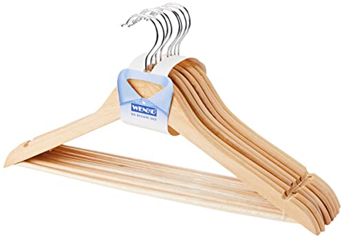 Wenko Grucce Sagomate Eco 8 Pezzi - Set 8 Appendini, Asta Portapantaloni, Intaglio Per Gonne, Legno, 45 X 23.5 X 1.2 Cm, Marrone