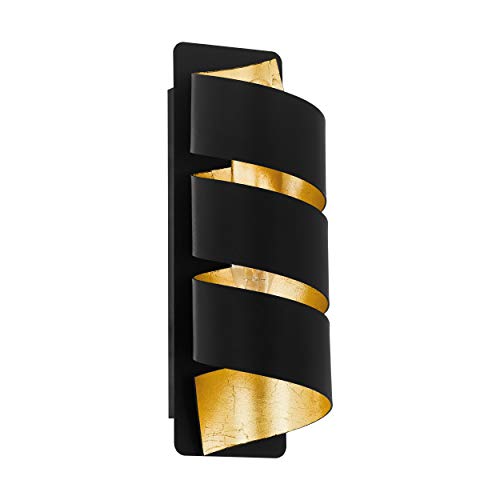 Eglo Elizondo Lampada Da Parete, Plafoniera Vintage, Applique Stile Industriale In Metallo Nero E Oro, Lampada Da Soggiorno, Lampada Per Il Corridoio