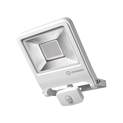 Ledvance Endura Flood Proiettore Da Esterno Con Sensore Nero 50W Luce Calda 3000K, Bianco