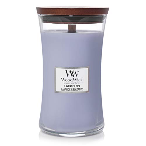 Woodwick Candela Grande Profumata Con Stoppino Scoppiettante | Spa Alla Lavanda (Lavender Spa) | Durata Fino A 130 Ore