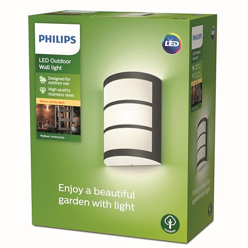 Philips Lighting Lampada A Parete Con Led Integrato Python, Ip44, 2700K, Antracite