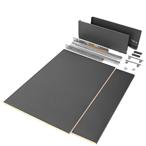Emuca - Kit Cassetto Per Cucina O Bagno Con Pannelli Inclusi E Guide Con Estrazione Totale Con Chiusura Soft, Altezza 178 Mm Per Modulo 900 Mm E Profo