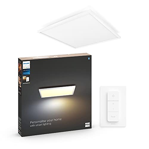 Philips Hue White Ambiance Aurelle, Plafoniera Led Smart, Bluetooh, 46.5 W, Quadrata, Bianco, Telecomando Dimmer Switch Incluso