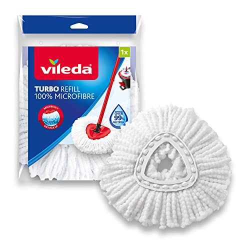 Vileda Turbo 100% Fiocco Ricambio | Confezione Da 1| Adatto Ai Sistemi Turbo E Turbo Smart | Per Tutti I Tipi Di Pavimento | Rimuove Oltre Il 99% Di B