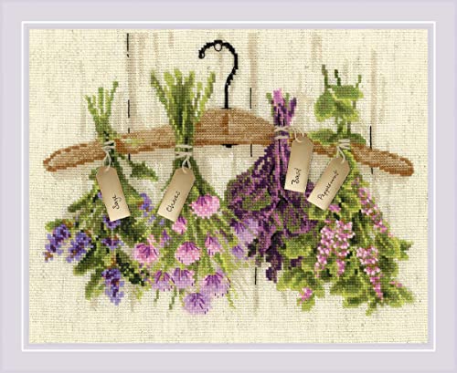 Riolis Kräuter Kit Punto Croce, Cotone, Multicolore, 30 X 24 Cm