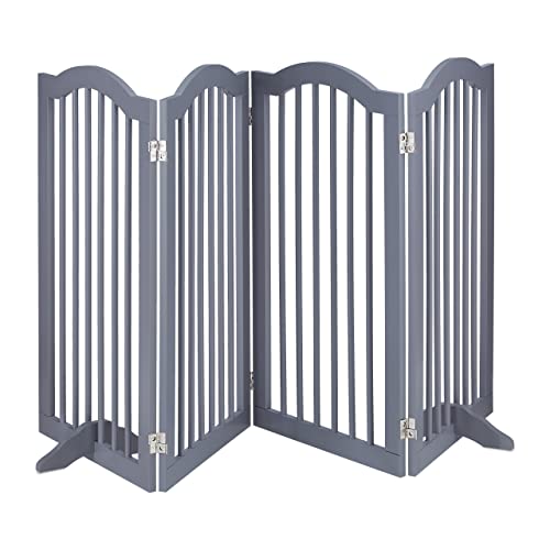 Relaxdays Cancelletto Per Bambini, Hxl: 92 X 205 Cm, Barriera Protettiva Per Cani E Neonati, Recinzione Scale, Grigio, 90% Fibra 10% Bambù