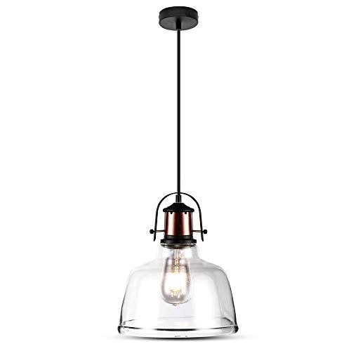 V-Tac Sku.3727 - Lampada A Sospensione In Vetro, E27 Trasparente, Vt-7220, In Plastica, E Altri Materiali, Porporpora, Altezza X Larghezza X Profondit